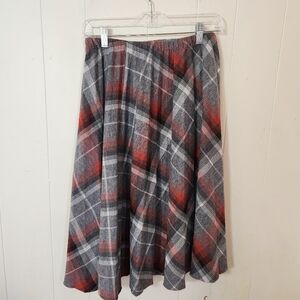 Vintage Plaid Pull-on Midi Length circle Skirt